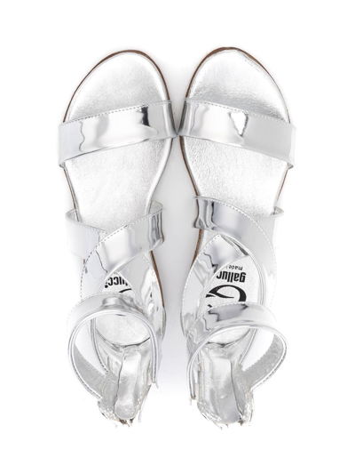 Shop Gallucci Metallic-effect Leather Sandals In Silver