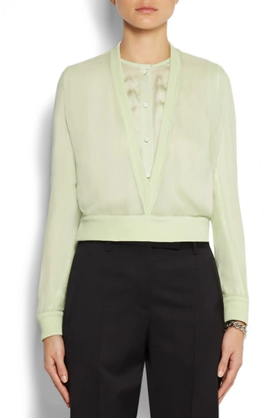 Shop Givenchy V-neck Sweater In Mint Silk-chiffon