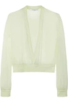 GIVENCHY V-neck sweater in mint silk-chiffon