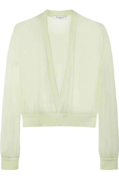 Givenchy Woman V-neck Sweater In Mint Silk-chiffon Mint