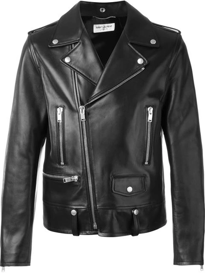 Saint Laurent Classic Motorcycle Puffer Jackets Black