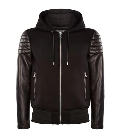 Shop Givenchy Neoprene And Leather Biker Jacket