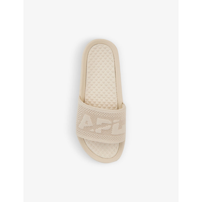 Shop Apl Athletic Propulsion Labs Techloom Logo-embossed Woven Slides In Parchment