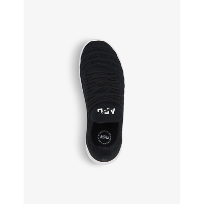 Shop Apl Athletic Propulsion Labs Techloom Wave Logo-embroidered Stretch-knit Low-top Trainers In Black White