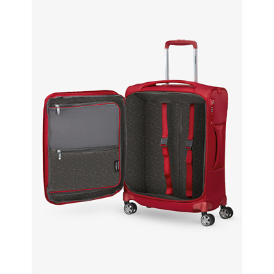 Shop Samsonite Chili Red Spinner Soft-shell 4 Wheel Branded Woven Cabin Suitcase