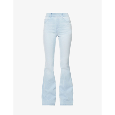 Shop Spanx Flared Mid-rise Stretch Denim Jeans In Retro Light Wash