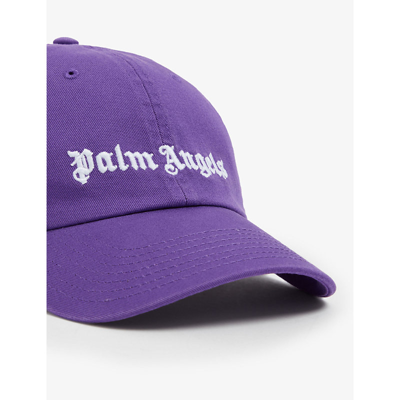 Shop Palm Angels Classic Logo-embroidered Cotton-canvas Cap In Purple White