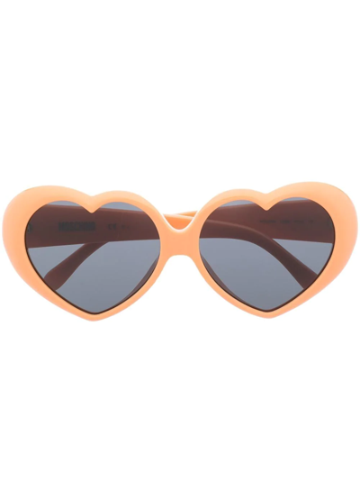 Shop Moschino Eyewear Heart-shaped Frame Sunglasses In Orange