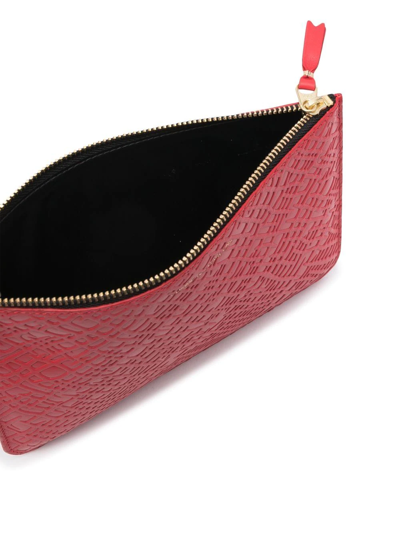 Comme Des Garçons Embossed-logo Detail Wallet In Rot
