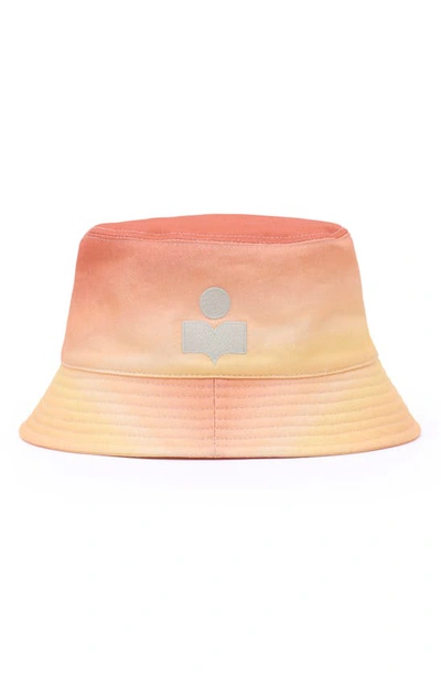 Shop Isabel Marant Haley Cloudy Cotton Logo Bucket Hat In Tangerine
