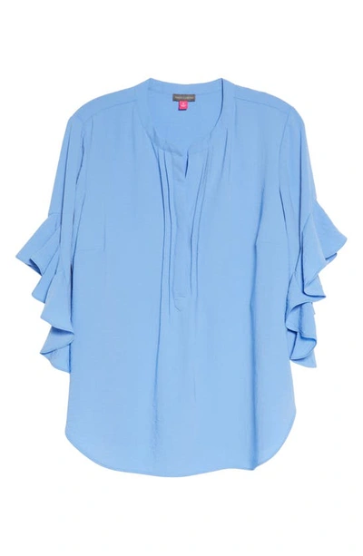Shop Vince Camuto Ruffle Sleeve Blouse In Blue Jay