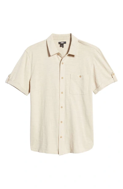 Shop Paige Brayden Short Sleeve Cotton Button-up Shirt In Vanilla Buff