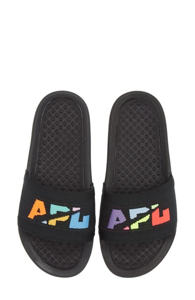 Shop Apl Athletic Propulsion Labs Big Logo Techloom Knit Sport Slide In Black / Multi / Blocked