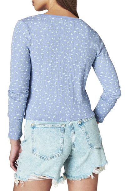Shop Lucky Brand Lace-up Long Sleeve Top In Blue Multi