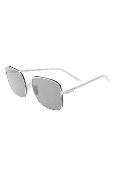 Shop Prada 57mm Polarized Square Sunglasses In White