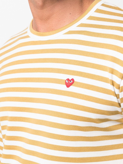 Shop Comme Des Garçons Play Embroidered-logo Detail T-shirt In Neutrals
