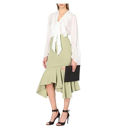 Shop Givenchy Ruffled Charmeuse Shirt In White