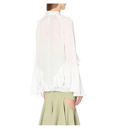 Shop Givenchy Ruffled Charmeuse Shirt In White