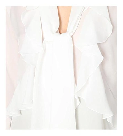 Shop Givenchy Ruffled Charmeuse Shirt In White