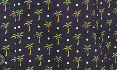 Shop Slate And Stone Short Sleeve Printed Poplin Shirt In Navy Mini Palm Tree
