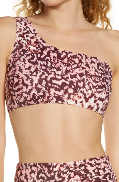 Chelsea28 Scallop One shoulder Bikini Top In Pink Soft Sketch Texture ModeSens
