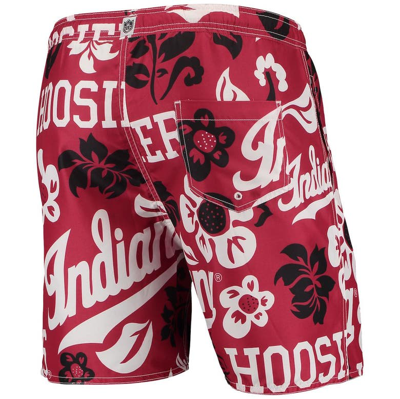 Shop Wes & Willy Crimson Indiana Hoosiers Floral Volley Logo Swim Trunks