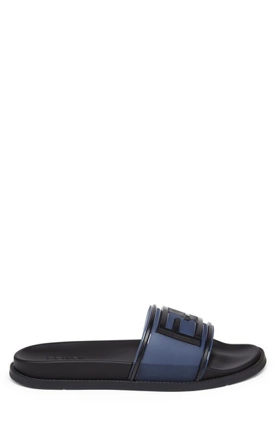 Shop Fendi Baguette Slide Sandal In Black/ Navy