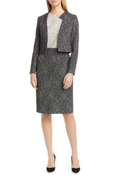 Shop Hugo Boss Dechesta Tweed Colorblock Sheath Dress In Black Fantasy