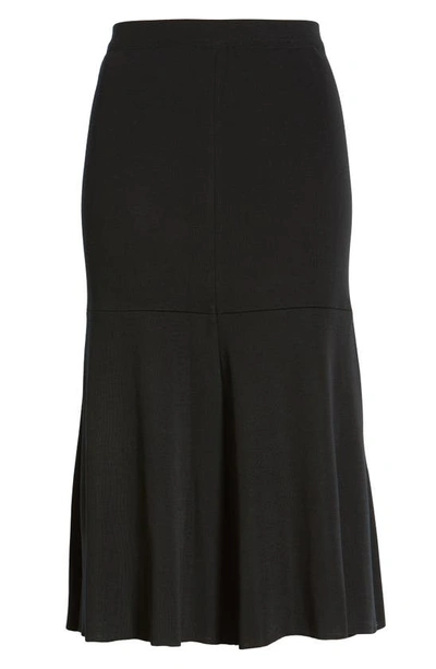 Ming Wang Flared Knit Midi Skirt In Black