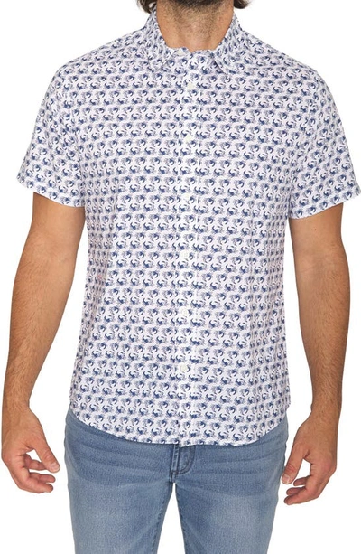 Shop Slate And Stone Short Sleeve Printed Poplin Shirt In Navy Crab Print