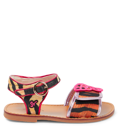 Shop Sophia Webster Mini Butterfly Tiger-print Sandals In Tiger & Fuchsia