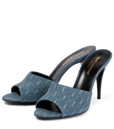 Shop Saint Laurent La 16 95 Denim Sandals In Blu Jeans