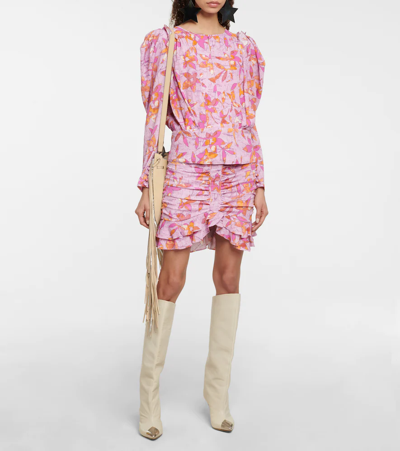 Isabel Marant Zargae Floral Blouse In Pink