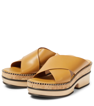 Shop Chloé Laia Leather Sandals In Quiet Brown