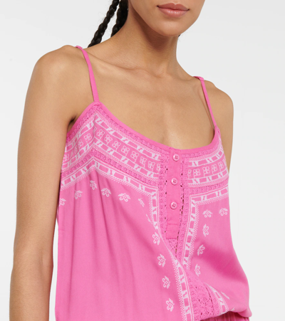 Shop Melissa Odabash Karen Embroidered Minidress In Hot Pink/white