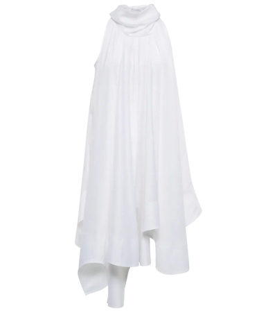 Shop Jw Anderson Cowl-neck Asymmetric Midi Dress In White