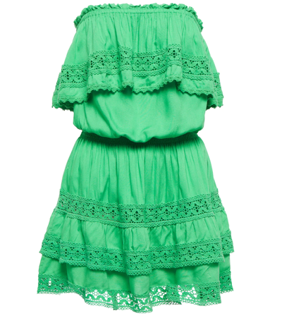 Shop Melissa Odabash Salma Lace-trimmed Minidress In Green