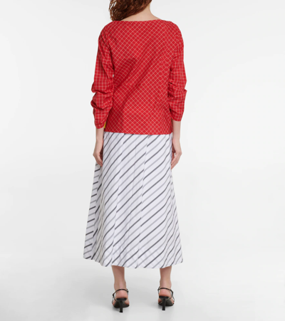 Shop Tory Burch Checked Silk Blouse In Red White