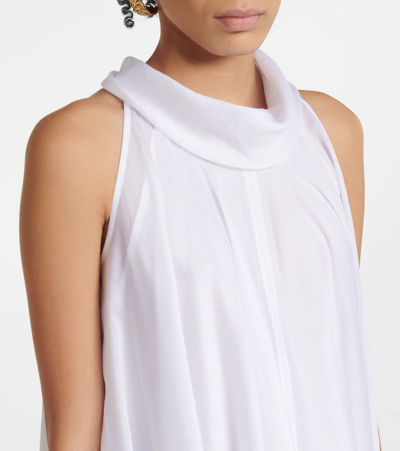 Shop Jw Anderson Cowl-neck Asymmetric Midi Dress In White