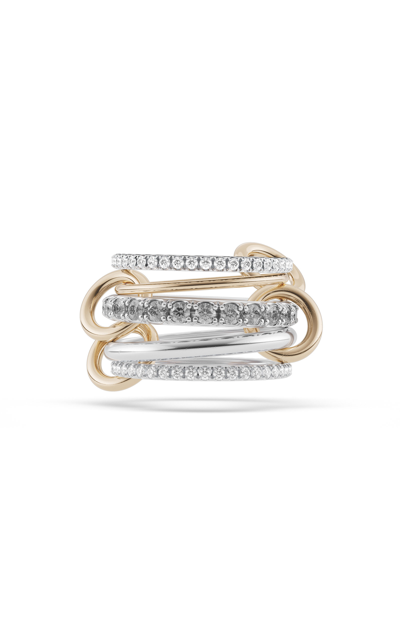 Shop Spinelli Kilcollin Aquarius 18k Yellow Gold; Sterling Silver Diamond Ring In Multi