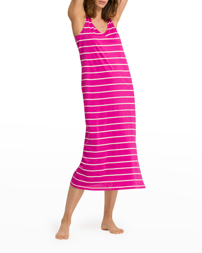 Shop Hanro Laura Long Tank Nightgown In Berry Stripe