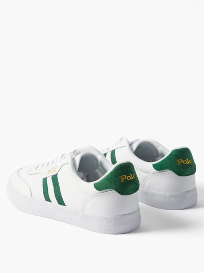 Ralph Lauren Court Vulcanised Leather Trainers, White/Green at