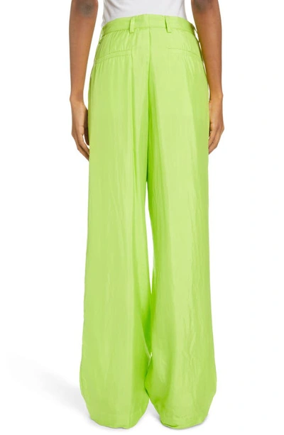 Shop Dries Van Noten Porters Straight Leg Silk & Cotton Trousers In Neon Green 629