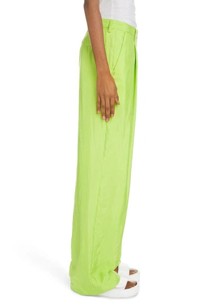 Shop Dries Van Noten Porters Straight Leg Silk & Cotton Trousers In Neon Green 629