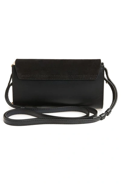 Shop Chloé Mini Faye Suede & Leather Wallet On A Chain In Black