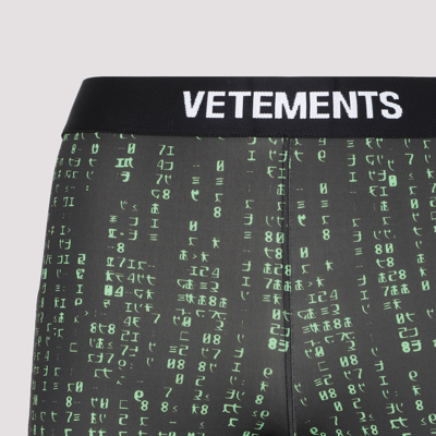 Shop Vetements Green Code Leggings Pants In Black