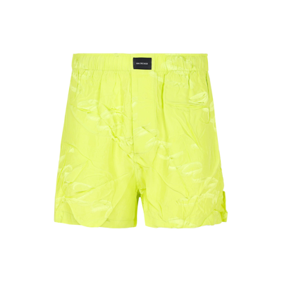 Shop Balenciaga Pyjama Shorts Pants In Yellow &amp; Orange