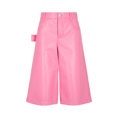 Shop Bottega Veneta Leather Pants In Pink &amp; Purple