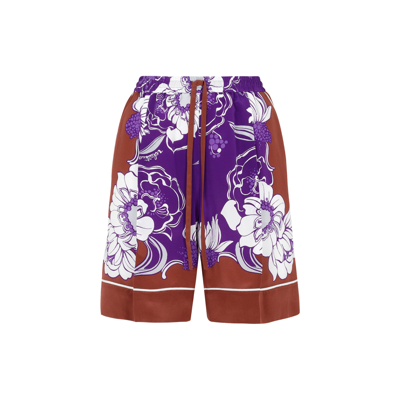 Shop Valentino Silk Bermuda Shorts In Multicolour