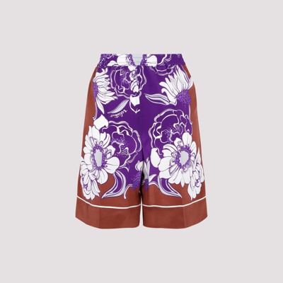 Shop Valentino Silk Bermuda Shorts In Multicolour